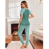 image:imageEkouaer Pajamas for Women Set Short Sleeve PJ Set 2 Piece Jogger Pants  Womens Round Neck Sleepwear with Raglan Sleeve Side Pockets Relaxed Fit Loungewear for Home Lounging Daily Wear TravelGrey Green