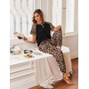 image:imageEkouaer Pajamas for Women Set Short Sleeve PJ Set 2 Piece Jogger Pants  Womens Round Neck Sleepwear with Raglan Sleeve Side Pockets Relaxed Fit Loungewear for Home Lounging Daily Wear TravelBlack Leopard