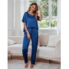 image:imageEkouaer Pajamas for Women Set Silky Satin 2 Piece Lounge Sets with Pockets  Lightweight pjselastic waist long pantsloose drop shoulderallseason daily weargreat giftwedding bridal partySXXXLNavy Blue