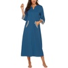 image:imageEkouaer Robes for Women Zipper Robe 34 Sleeves Housecoat with Pockets  Full Length Loungewear Easy ZipUp Nightgown Long Bathrobe 34 Sleeves for Everyday Comfort Lounging RecoveryStyle 1blue