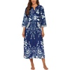 image:imageEkouaer Robes for Women Zipper Robe 34 Sleeves Housecoat with Pockets  Full Length Loungewear Easy ZipUp Nightgown Long Bathrobe 34 Sleeves for Everyday Comfort Lounging RecoveryStyle 1evening Blue Vines