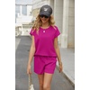 image:imageEkouaer Two Piece Sets for Women Summer Lounge Short Sets with Pocket  Soft Womens Lounge Set Crew Neck Cap Sleeve Drawstring Vacation Outfits 2 Piece Matching Sets Women ClothingHot Pink