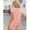 image:imageEkouaer Two Piece Sets for Women Summer Lounge Short Sets with Pocket  Soft Womens Lounge Set Crew Neck Cap Sleeve Drawstring Vacation Outfits 2 Piece Matching Sets Women ClothingCoral Pink