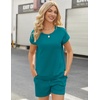 image:imageEkouaer Two Piece Sets for Women Summer Lounge Short Sets with Pocket  Soft Womens Lounge Set Crew Neck Cap Sleeve Drawstring Vacation Outfits 2 Piece Matching Sets Women ClothingTeal