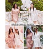 image:imageEkouaer Women Silky Satin Robe Lace Bridesmaid Bathrobes Kimono Loungewear  Short Bride Robes for Bridal Wedding Party 34 Sleeves Knee Length Maternity Robe Lightweight Soft Satin FabricFlesh Color