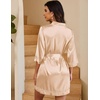 image:imageEkouaer Women Silky Satin Robe Lace Bridesmaid Bathrobes Kimono Loungewear  Short Bride Robes for Bridal Wedding Party 34 Sleeves Knee Length Maternity Robe Lightweight Soft Satin FabricFlesh Color