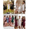 image:imageEkouaer Women Silky Satin Robe Lace Bridesmaid Bathrobes Kimono Loungewear  Short Bride Robes for Bridal Wedding Party 34 Sleeves Knee Length Maternity Robe Lightweight Soft Satin FabricBlack