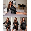 image:imageEkouaer Women Silky Satin Robe Lace Bridesmaid Bathrobes Kimono Loungewear  Short Bride Robes for Bridal Wedding Party 34 Sleeves Knee Length Maternity Robe Lightweight Soft Satin FabricBlack
