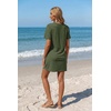 image:imageEkouaer Womens Coverup Swimsuit Summer Cover Ups Swimwear 2026 Bathing Suit  Short SleeveTwisted Cover Up Dress Swim Suit Beach VacationArmy Green