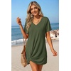 image:imageEkouaer Womens Coverup Swimsuit Summer Cover Ups Swimwear 2026 Bathing Suit  Short SleeveTwisted Cover Up Dress Swim Suit Beach VacationArmy Green