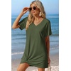 image:imageEkouaer Womens Coverup Swimsuit Summer Cover Ups Swimwear 2026 Bathing Suit  Short SleeveTwisted Cover Up Dress Swim Suit Beach VacationArmy Green