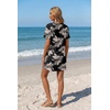 image:imageEkouaer Womens Coverup Swimsuit Summer Cover Ups Swimwear 2026 Bathing Suit  Short SleeveTwisted Cover Up Dress Swim Suit Beach VacationBlack Palm Leaf