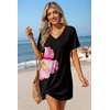 image:imageEkouaer Womens Coverup Swimsuit Summer Cover Ups Swimwear 2026 Bathing Suit  Short SleeveTwisted Cover Up Dress Swim Suit Beach VacationBlack Pink Floral