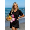 image:imageEkouaer Womens Coverup Swimsuit Summer Cover Ups Swimwear 2026 Bathing Suit  Short SleeveTwisted Cover Up Dress Swim Suit Beach VacationBlack Pink Floral