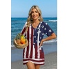 image:imageEkouaer Womens Coverup Swimsuit Summer Cover Ups Swimwear 2026 Bathing Suit  Short SleeveTwisted Cover Up Dress Swim Suit Beach VacationFlag