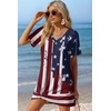 image:imageEkouaer Womens Coverup Swimsuit Summer Cover Ups Swimwear 2026 Bathing Suit  Short SleeveTwisted Cover Up Dress Swim Suit Beach VacationFlag