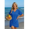 image:imageEkouaer Womens Coverup Swimsuit Summer Cover Ups Swimwear 2026 Bathing Suit  Short SleeveTwisted Cover Up Dress Swim Suit Beach VacationSnorkel Blue