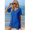 image:imageEkouaer Womens Coverup Swimsuit Summer Cover Ups Swimwear 2026 Bathing Suit  Short SleeveTwisted Cover Up Dress Swim Suit Beach VacationSnorkel Blue