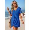 image:imageEkouaer Womens Coverup Swimsuit Summer Cover Ups Swimwear 2026 Bathing Suit  Short SleeveTwisted Cover Up Dress Swim Suit Beach VacationSnorkel Blue