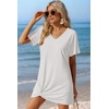 image:imageEkouaer Womens Coverup Swimsuit Summer Cover Ups Swimwear 2026 Bathing Suit  Short SleeveTwisted Cover Up Dress Swim Suit Beach VacationWhite