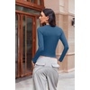 image:imageEkouaer Womens Long Sleeve Shirts Fitted Tops Underscrub Themal Undershirt  Under Scrubs Top Soft Stretchy Tshirt Gym to Going Out Tight Basic Layer Long Sleeve Shirts XSXXLDark Blue