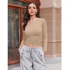image:imageEkouaer Womens Long Sleeve Shirts Fitted Tops Underscrub Themal Undershirt  Under Scrubs Top Soft Stretchy Tshirt Gym to Going Out Tight Basic Layer Long Sleeve Shirts XSXXLKhaki