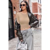 image:imageEkouaer Womens Long Sleeve Shirts Fitted Tops Underscrub Themal Undershirt  Under Scrubs Top Soft Stretchy Tshirt Gym to Going Out Tight Basic Layer Long Sleeve Shirts XSXXLKhaki