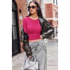 image:imageEkouaer Womens Long Sleeve Shirts Fitted Tops Underscrub Themal Undershirt  Under Scrubs Top Soft Stretchy Tshirt Gym to Going Out Tight Basic Layer Long Sleeve Shirts XSXXLHot Pink
