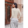 image:imageEkouaer Womens Long Sleeve Shirts Fitted Tops Underscrub Themal Undershirt  Under Scrubs Top Soft Stretchy Tshirt Gym to Going Out Tight Basic Layer Long Sleeve Shirts XSXXLWhite Beige