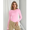 image:imageEkouaer Womens Long Sleeve Shirts Tight Fitted Tops Thermal Underscrubs  Super Stretchy Lightweight Basic Y2K Tops Compression Undershirts Base Layer Crewneck Going Out Tees Fall Fashion 2026Pink