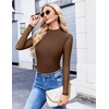 image:imageEkouaer Womens Mesh Long Sleeve Tops Fall Fashion Mock Neck Slim Fit Shirts  Mock Turtleneck Floral Pattern Sheer Tulle Night Out Clothes Stretchy See Though Outfits Sexy Thermal BlousesBrown