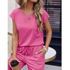 image:imageEkouaer Womens Pajama Sets 2 Pcs Short Sleeve Lounge Set with Pockets  Sleep Top with Pocket and Long Pants Comfy Pjs suitable for Daily life Yoga work home sleeping and travelRose Red