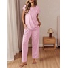 image:imageEkouaer Womens Pajama Sets 2 Pcs Short Sleeve Lounge Set with Pockets  Sleep Top with Pocket and Long Pants Comfy Pjs suitable for Daily life Yoga work home sleeping and travelLight Pink