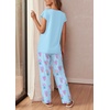 image:imageEkouaer Womens Pajama Sets 2 Pcs Short Sleeve Lounge Set with Pockets  Sleep Top with Pocket and Long Pants Comfy Pjs suitable for Daily life Yoga work home sleeping and travelBlue Bouquets