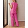 image:imageEkouaer Womens Pajama Sets 2 Pcs Short Sleeve Lounge Set with Pockets  Sleep Top with Pocket and Long Pants Comfy Pjs suitable for Daily life Yoga work home sleeping and travelRose Red