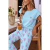 image:imageEkouaer Womens Pajama Sets 2 Pcs Short Sleeve Lounge Set with Pockets  Sleep Top with Pocket and Long Pants Comfy Pjs suitable for Daily life Yoga work home sleeping and travelBlue Bouquets