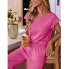 image:imageEkouaer Womens Pajama Sets 2 Pcs Short Sleeve Lounge Set with Pockets  Sleep Top with Pocket and Long Pants Comfy Pjs suitable for Daily life Yoga work home sleeping and travelRose Red