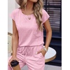 image:imageEkouaer Womens Pajama Sets 2 Pcs Short Sleeve Lounge Set with Pockets  Sleep Top with Pocket and Long Pants Comfy Pjs suitable for Daily life Yoga work home sleeping and travelLight Pink