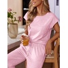 image:imageEkouaer Womens Pajama Sets 2 Pcs Short Sleeve Lounge Set with Pockets  Sleep Top with Pocket and Long Pants Comfy Pjs suitable for Daily life Yoga work home sleeping and travelLight Pink
