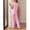 image:imageEkouaer Womens Pajama Sets 2 Pcs Short Sleeve Lounge Set with Pockets  Sleep Top with Pocket and Long Pants Comfy Pjs suitable for Daily life Yoga work home sleeping and travelLight Pink