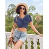 image:imageEkouaer Womens Pajama Sets Shorts Soft 2 Piece Lounge Set with Chest Pocket  Lightweight Sleepwear Vneck short sleeve top with drawstring shorts casual Pjs for allseason daily wear available in XSNavy Blue Stripes