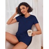 image:imageEkouaer Womens Pajama Sets Shorts Soft 2 Piece Lounge Set with Chest Pocket  Lightweight Sleepwear Vneck short sleeve top with drawstring shorts casual Pjs for allseason daily wear available in XSNavy Blue