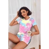 image:imageEkouaer Womens Pajama Sets Shorts Soft 2 Piece Lounge Set with Chest Pocket  Lightweight Sleepwear Vneck short sleeve top with drawstring shorts casual Pjs for allseason daily wear available in XSYellow Tie Dye