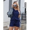 image:imageEkouaer Womens Pajama Sets Shorts Soft 2 Piece Lounge Set with Chest Pocket  Lightweight Sleepwear Vneck short sleeve top with drawstring shorts casual Pjs for allseason daily wear available in XSNavy Blue