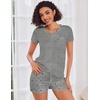 image:imageEkouaer Womens Pajama Sets Shorts Soft 2 Piece Lounge Set with Chest Pocket  Lightweight Sleepwear Vneck short sleeve top with drawstring shorts casual Pjs for allseason daily wear available in XSGray Bow