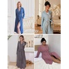 image:imageEkouaer Womens Robes Long Bathrobe Ribbed Knit Kimono Robe Soft Sleepwear  Lightweight Robes with Pockets Casual Ladies Loungewear Long Sleeves Midcalf LengthBlack