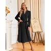 image:imageEkouaer Womens Robes Long Bathrobe Ribbed Knit Kimono Robe Soft Sleepwear  Lightweight Robes with Pockets Casual Ladies Loungewear Long Sleeves Midcalf LengthBlack