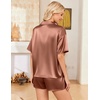 image:imageEkouaer Womens Satin Pajama Set Short Sleeve Sleepwear Button Down Pjs  Silky Smooth Satin Soft Top and Shorts Bridal Getting Ready Outfit 2 Piece Loungewear Set for Daily Sleep Wedding PartyTerracotta