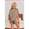 image:imageEkouaer Womens Satin Pajamas Set Button Down 2 Piece Silk Pjs Shorts Set Ruffle Lingerie Notch Collar Sleepwear  2 Piece Satin Pjs Shorts Set Ruffle Notch Collar for SleepLoungeWeddingBridal PartyBrown Leopard