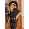 image:imageEkouaer Womens Satin Pajamas Set Button Down 2 Piece Silk Pjs Shorts Set Ruffle Lingerie Notch Collar Sleepwear  2 Piece Satin Pjs Shorts Set Ruffle Notch Collar for SleepLoungeWeddingBridal PartyBlack